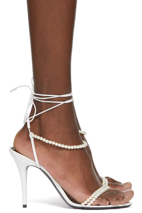 ysl white pearl heels|saint laurent pearl sandals.